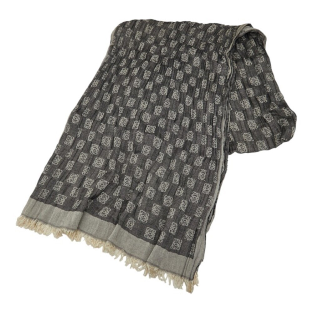 Loewe Anagram Stole, Large Scarf, Muffler, Gray, Silk, Cotton, Women's LOEWE